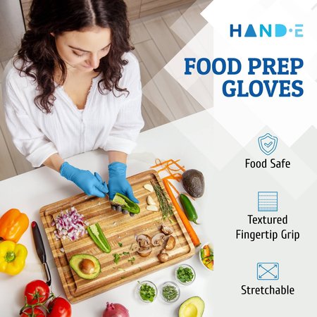 Hand-E Nitrile Disposable Gloves, 3 mil Palm, Nitrile, Powder-Free, M, 10 PK, Blue HND-82726